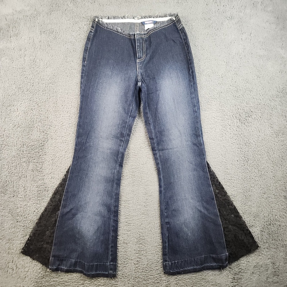 Vintage Bubblegum Bell Bottom Hip Hug Low Rise Jeans Women 1/2 Bareback Festival